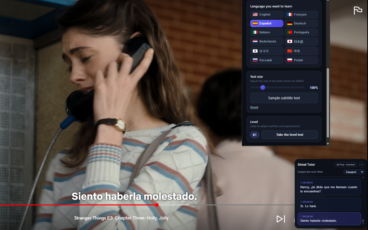 Traduction d'un mot en un clic, expliquée dans sa phrase